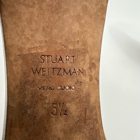 Stuart Weitzman Metallic Gold Ankle Strap Heeled Sandals Women's 5.5 - Picture 9 of 9